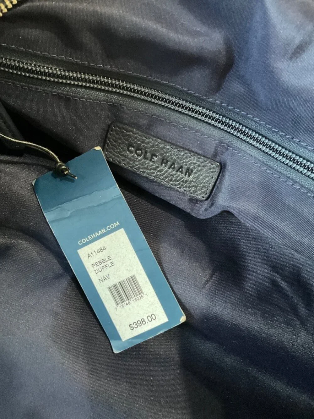 Cole Haan Pebble Duffle Bag in Navy Blue Mens Travel Tote Luggage